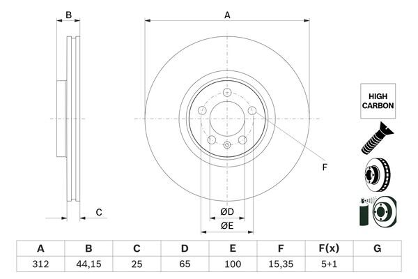 TARCZA HAMULC. AUDI A1 18- PRZÓD do Audi, 0 986 479 H30, BOSCH w ofercie sklepu e-autoparts.pl 